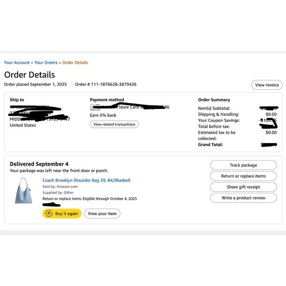 AUTHENTIC COACH LARGE BROOKLYN 39 IN BLUEBELL HOBO HANDBAG - Picture 9 of 9